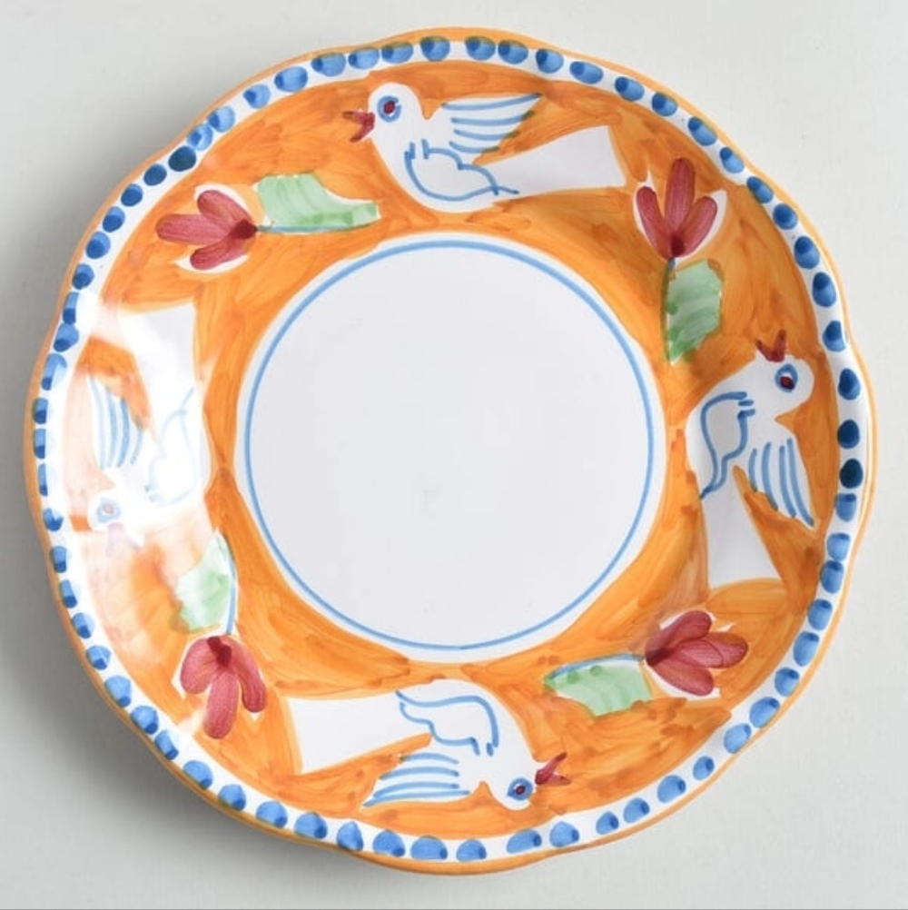 Vietri Campagna Uccello 2pc Salad Plate Set.